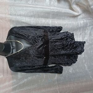 j.t.b. Black crinkled satin assymetrical top, sequin waist, JRXL